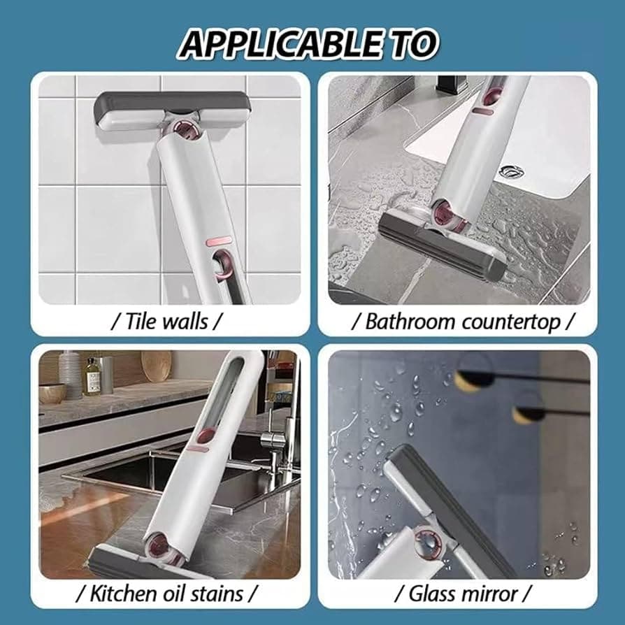 Amazon.com: Mini Spray Mop with Squeegee Head, Handheld Window Cleaner with Sponge, White : Health & Household