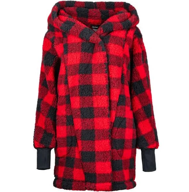 Jill Martin Women's Hooded Sherpa Button Front Lounger Jacket