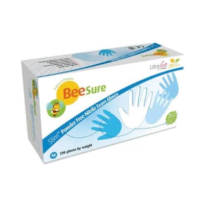 BeeSure Slim Nitrile Examination Gloves, Powder-Free, Extra Small, Soft White, 200/Box | Frontier Dental