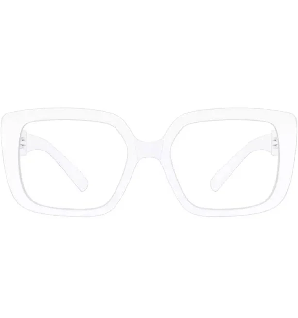 Eyeglasses Square Metalless Screwless Spec Women Zero Power White / Clear Lens With No Vision Correction