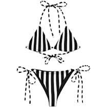 Black and White Striped String Bikini, Vertical Striped Bikini, Eco-Friendly Swimwear, Classic Black & White Bikini, Striped Bikini Set