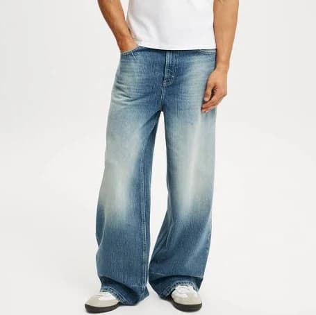 Cotton On Men - Super Baggy Jean - Movin Blue Size - W28l32 Unisex