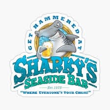 "Sharky's Seaside Bar" Sticker for Sale by GScheetz | Redbubble