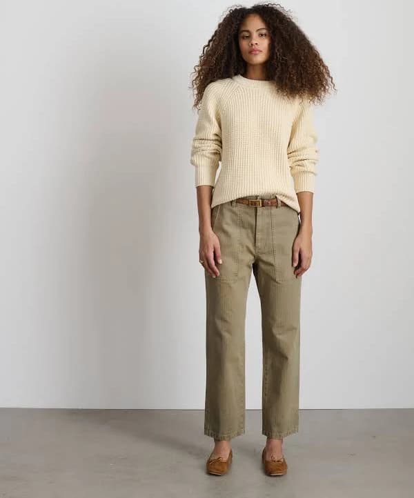 Alex Mill Women's Neil Herringbone Cotton Straight-Leg Pants