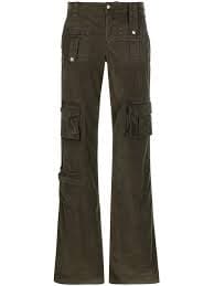 Blumarine Velvet Flared Cargo Trousers | Green | FARFETCH