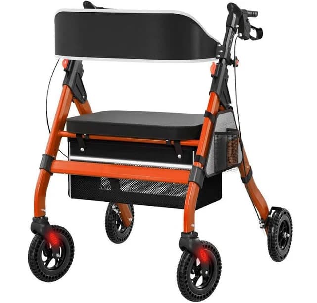 Anqtovp 4-Wheel Rollator Walker with Seat