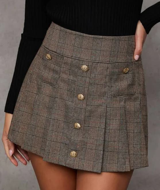 Vici Day Glow Pleated Plaid Mini Skort