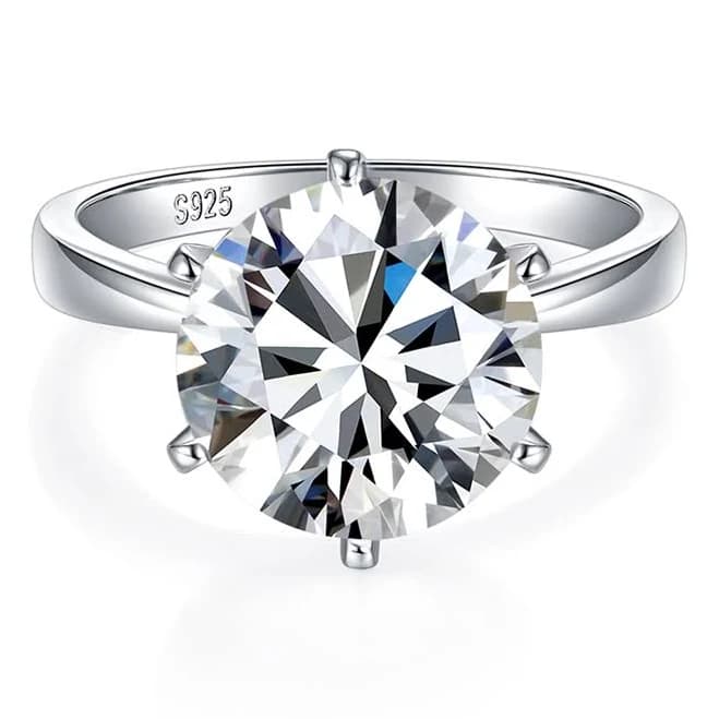 Sotiya Sterling Silver Round Moissanite Solitaire Engagement Ring