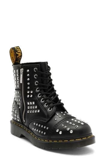 Dr. Martens 1460 Studded Zip Atlas Leather Lace Up Boots
