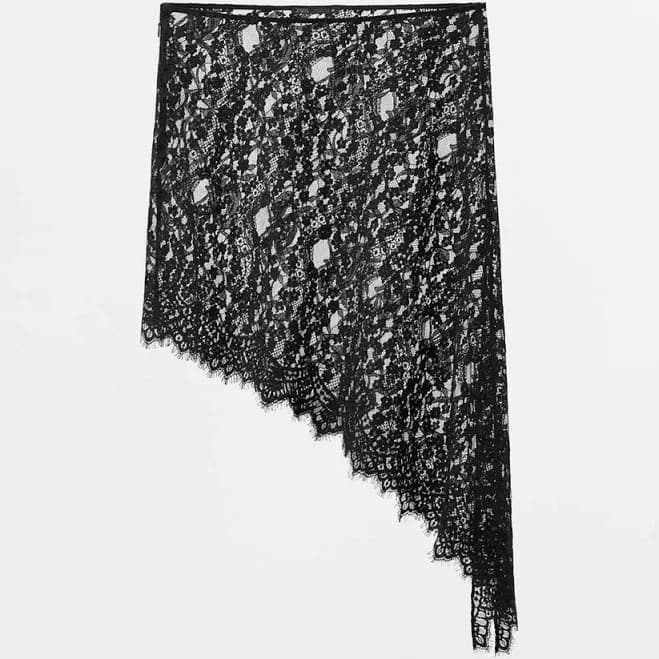 Zara Asymmetrical Lace Midi Skirt