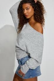 Rory Relaxed Off Shoulder Sweater GREYS | Garage