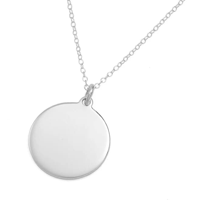Sterling Silver Custom Engraved Round Pendant with Chain