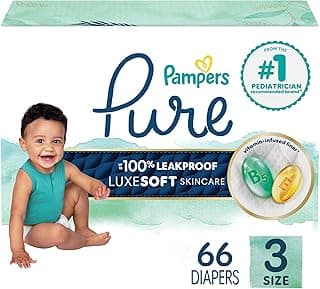 Pure Protection Baby Diapers, Size 3 (16-28 lbs), 66 Count, Up to 100% Leakproof, Premium Plant-based Skin Protection, Hypoallergenic Soft Diapers