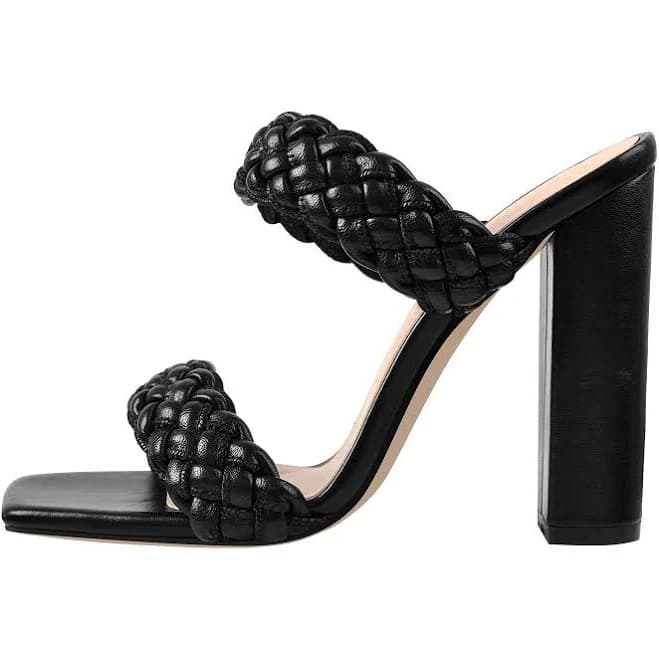 Open Toe Chunky Heel Mules