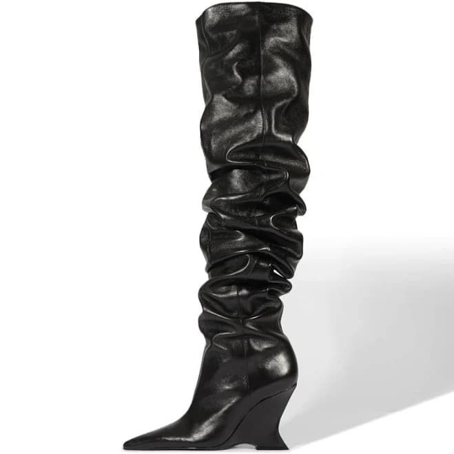 Women's Pointed-Toe Slouch Wide Calf Knee High Boots