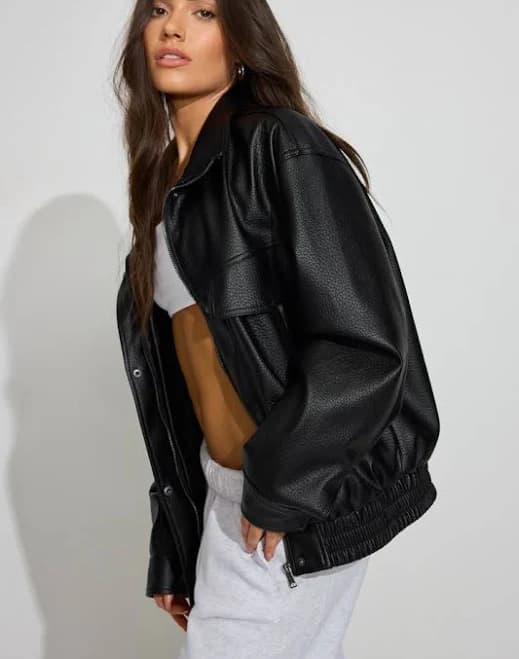 Garage Women's Oversized Faux Leather Bomber
