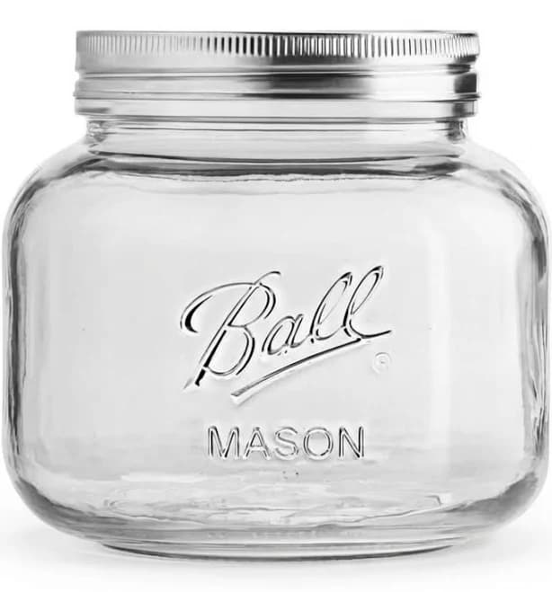 Ball Half Gallon Mason Jar with Stainless Steel Lid, Airtight Glass Storage Container with Lid, Large Ball Jar for Cereal, Sugar, Pasta, and Pantry
