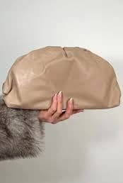 Cloud Leather Ruched Clutch (Nude)