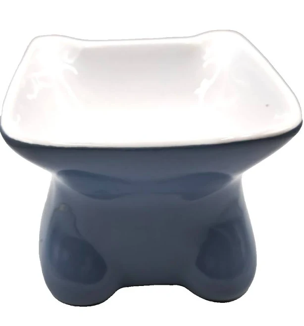 Kitty Cat Shaped Raised Food Dish Water Bowl Ceramic Whisker City