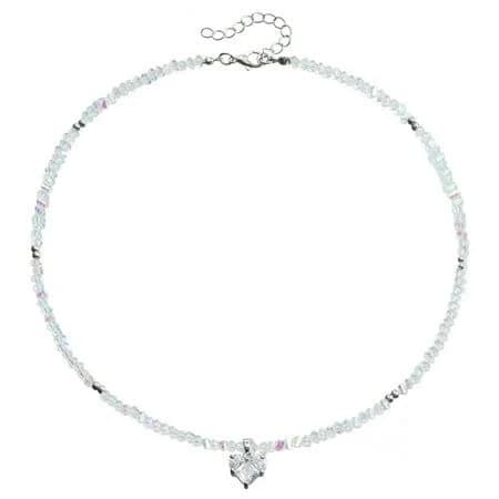 Glass Bead Heart Choker Necklace