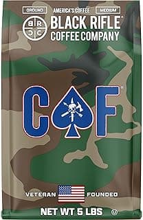 Black Rifle Coffee Company CAF, 5 lb Bag, Ground Coffee Medium Roast - Roasted Blend Made from Arabica Beans - Colombian & Brazilian Beans - Veteran Founded & American Made