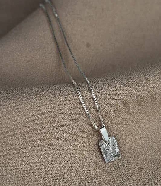 Tiny Silver Square Pendant Necklace