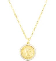 14K Gold Vermeil, Sterling Silver & Crystal Coin Necklace