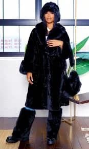 Long Black Faux Black Fur Coat Outfits Joan Long Faux Fur Coat Black – The Frankie Shop