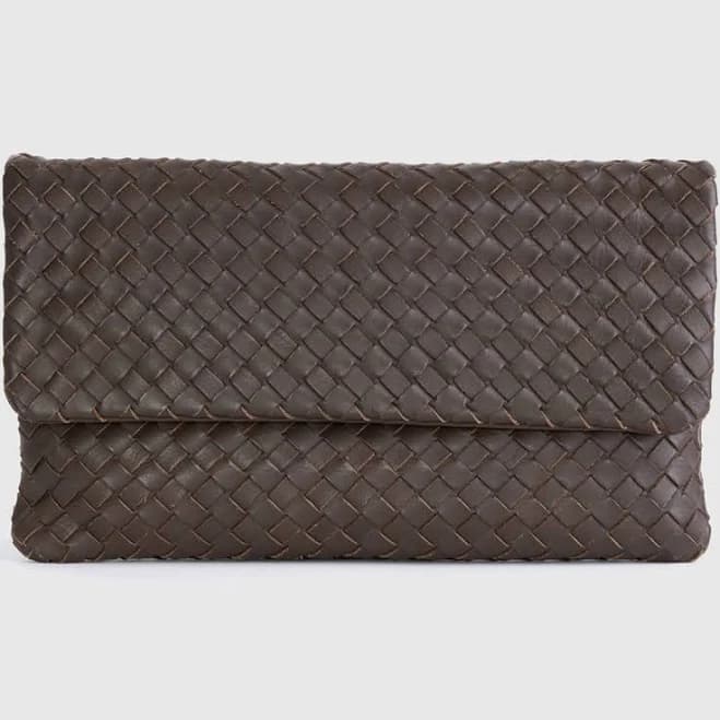 Quince Handwoven Italian Leather Clutch