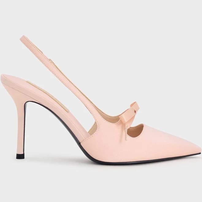 Charles & Keith Venetia Satin Bow Slingback Pumps