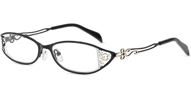 Firmoo Black Oval Prescription Glasses Metal Frame M36804