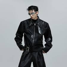 Rhinestone Detailed Coated Jacket