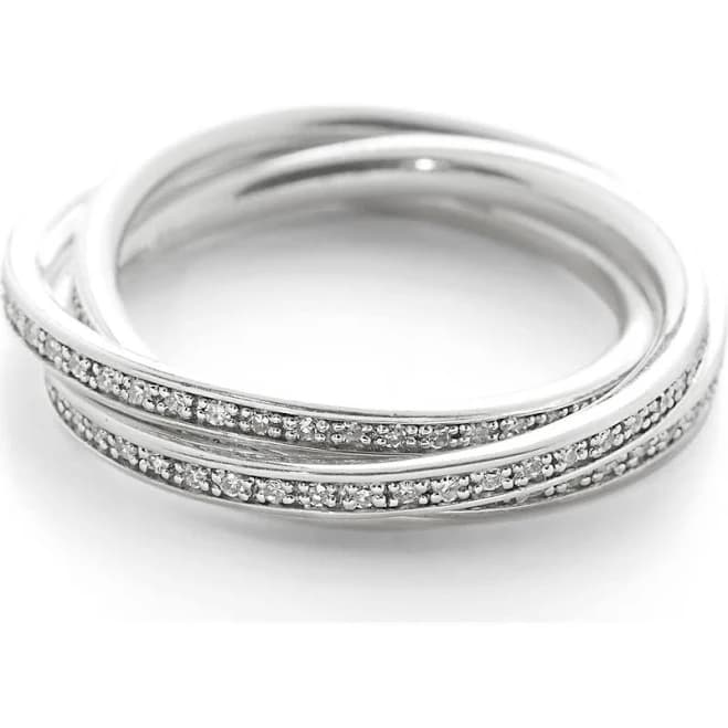Monica Vinader Sterling Silver Triple Rolling Diamond Ring