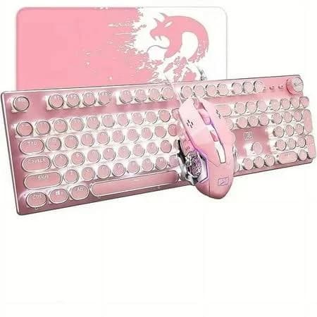 LexonElec Pink Typewriter Keyboard and Mouse