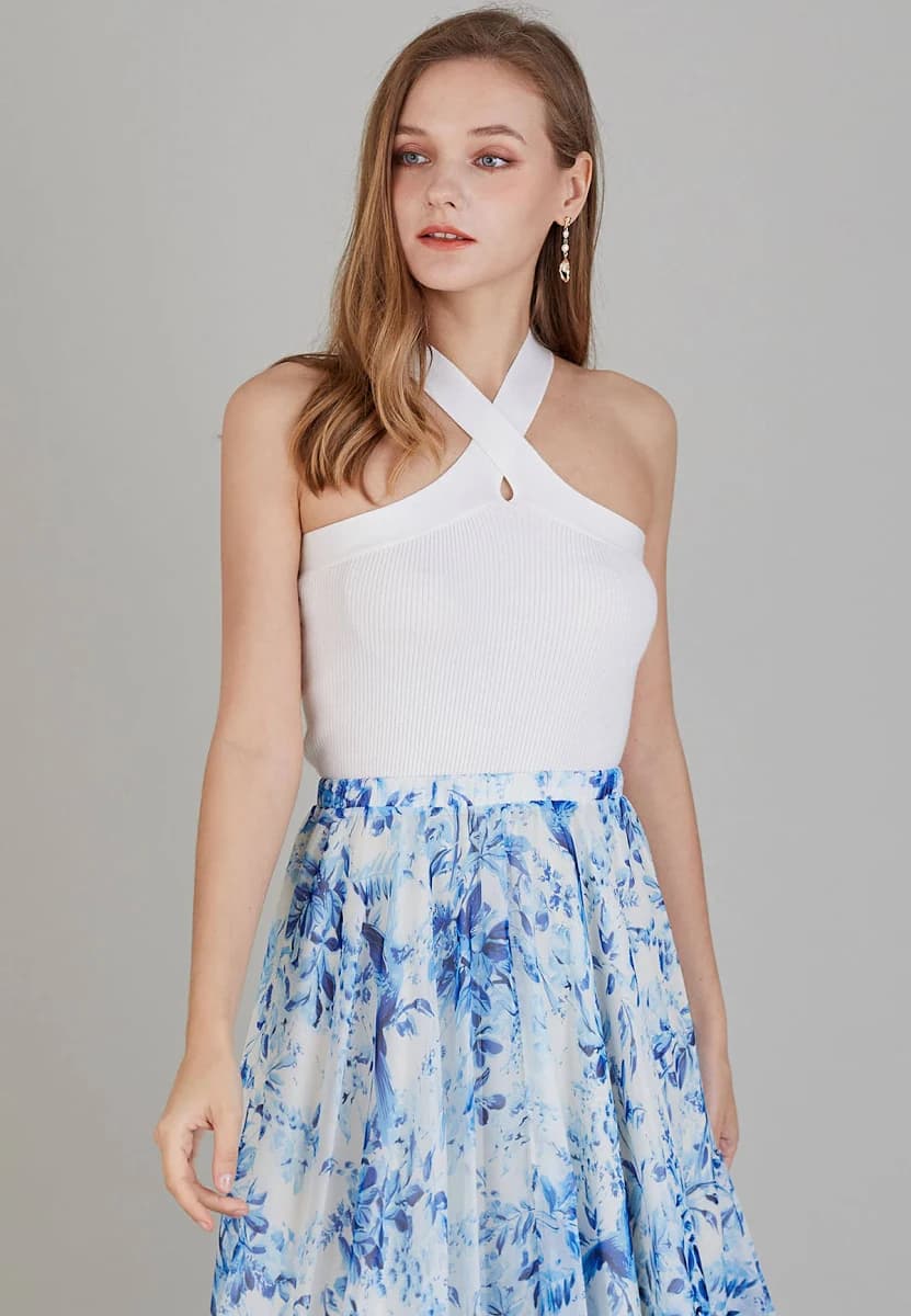 Criss Cross Halter Knit Top