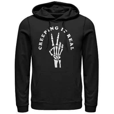 Chin Up Men's Halloween Creepin' Real Skeleton Lightweight Hoodie