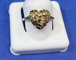 Heart Ring Nugget 14k Gold Plated Over 925 Silver Sz 8 - Etsy