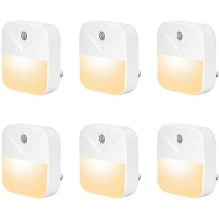 6 Pack Night Light Plug in, Warm White LED Nightlights with Smart Dusk to Dawn Sensor, Plug into Wall Nightlights Suitable for Bedroom, Bathroom,