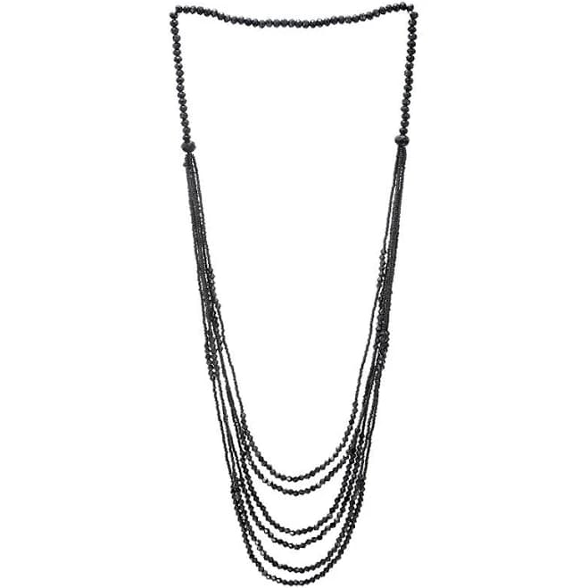 Multi-Strand Waterfall Chain Necklace with Crystal Beads