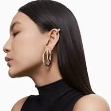 Swarovski Dextera Rose Gold Hoop Earrings In Metal - 11% Off | Editorialist