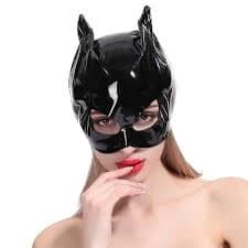 Faux Leather Lace-Up Cat Mask