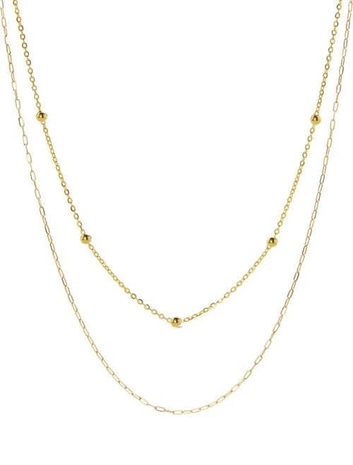 Ana Luisa 10k Gold Paperclip and Satelitte Necklace