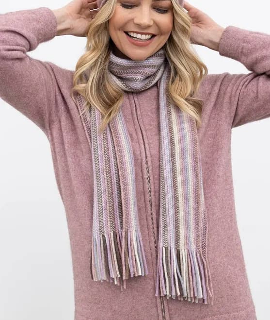 The Wool Company Merino Possum Multi Stripe Scarf