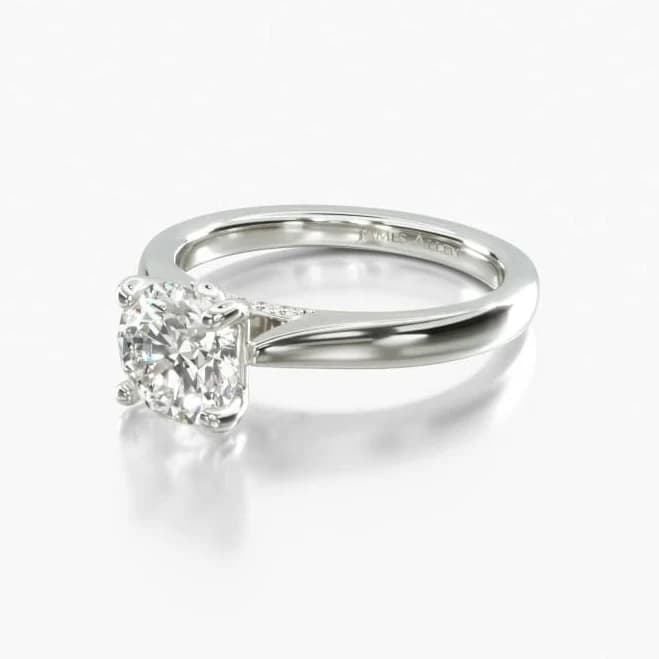 Diamond Engagement Ring Tapered Solitaire Pavé-Accented Bridge 2.3mm 14K