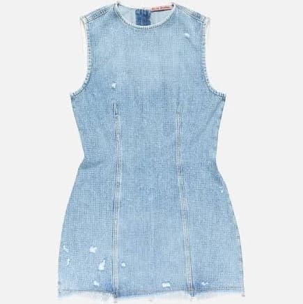 Acne Studios Rhinestone-Embellished Denim Mini Dress