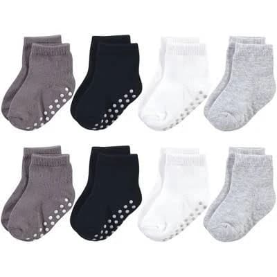 Touched by Nature Baby and Toddler Boy Organic Cotton Socks with Non-Skid Gripper for Fall Resistance