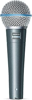 BETA 58A Vocal Microphone - Single Element Supercardioid Dynamic Mic for Stage and Studio with A25D Adjustable Stand Adapter, 5/8” to 3/8” (Euro) Thread Adapter & Storage Bag, Brushed Nickel
