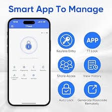 Keypad Smart Door Lock with Handle, Keyless Entry Deadbolt for Front Door, Smart Auto Lock Deadbolt with Phone/Watch App Control, Biometric Fingerprint Gate Handle with 7 Ways to Unlock - Amazon.com