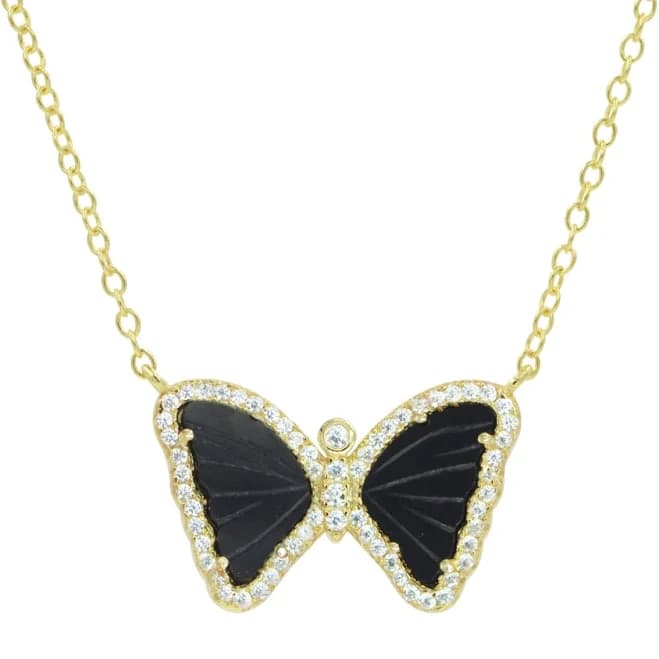 Kamaria Mini Butterfly Necklace with Black Onyx
