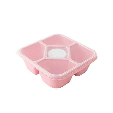 Bento Snack Containers, Reusable 5 Compartment Divided Food Storage Containers, Divided Lunchable Container For School, Work And Travel C-Pink 7.09